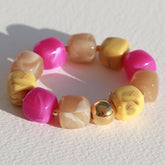 Armband cube golden ball cerise