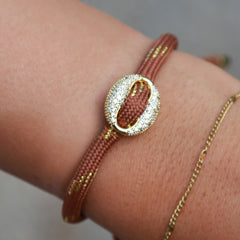 Brown diamond bean bracelet