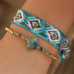 Bracelet facet clover sea green