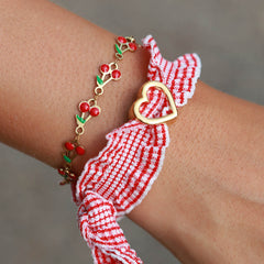 Red heart ruffle bracelet