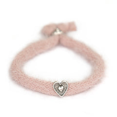 Armband fluffy oud roze zilver