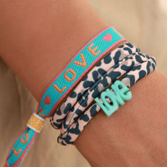 Woven bracelet love green orange