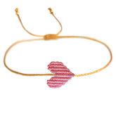 Brazalete corazón rosa metalizado