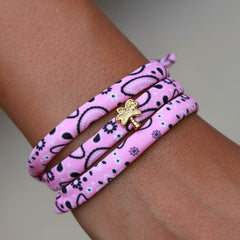 Armband - enkelbandje bandana pink palm goud
