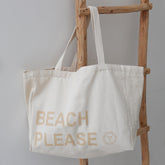 Canvas strandtas beach please beige