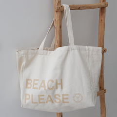 Canvas strandtas beach please beige