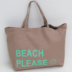 Canvas-Strandtasche Beach Please Taupe