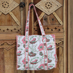 Blockprint Umhängetasche weiß