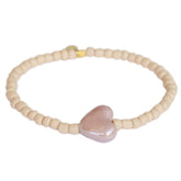 Brazalete corazón de piedra beige