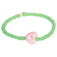 Brazalete corazón de piedra verde