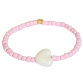 Bracelet pierre coeur rose
