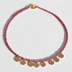 Ketting Miyuki gouden muntjes rosé