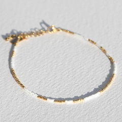 Enkelbandje miyuki white gold