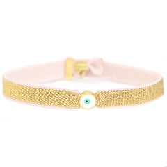 Pulsera de tobillo con ojo malvado dorado
