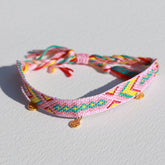 Tobillera de algodón azteca rosa moneda dorada