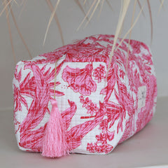 Blockprint toiletry bag Fez tropic pink M