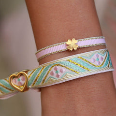 Geweven armband pastel hart