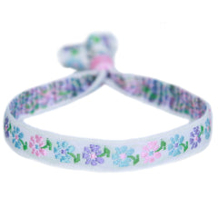 Bracelet tissé petite fleur pastel