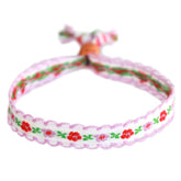 Pulsera tejida flor de algodón lila