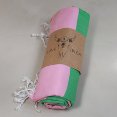 Hamamdoek groen/roze