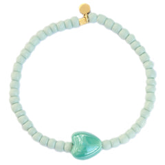 Bracelet stone heart sea green