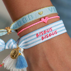 Geweven armband good vibes blue