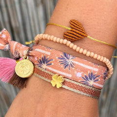 Geweven armband klaver bruin