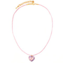 Collar Samos rosa lila corazón