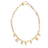 Charms de playa con cadena de eslabones dorados