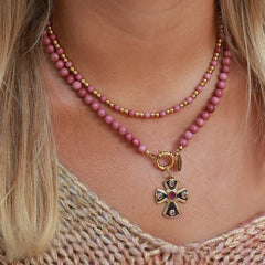 Collier Moraira en pierre rose