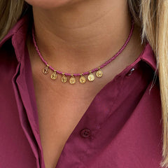 Ketting Miyuki gouden muntjes rosé