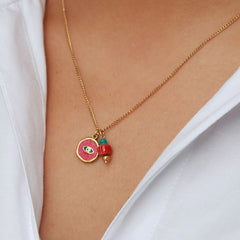 Golden necklace mystic soul eye burgundy