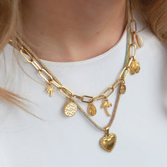 Gold link chain beach charms