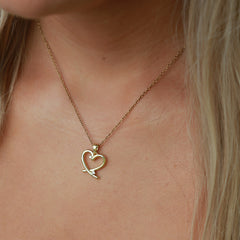 Gouden ketting heart strass