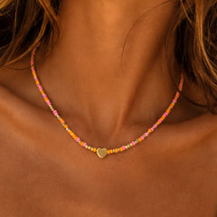 Ketting miyuki oranje roze