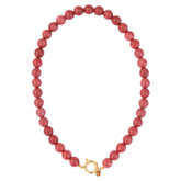 Collar con piedra burbuja color burdeos claro