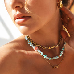 Halskette Koralle Stein gold