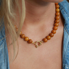 Collar piedra burbuja caramelo