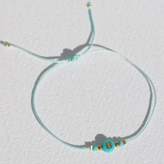 Custom initiaal armband blauw