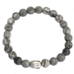Herrenarmband grauer Marmor-Buddha