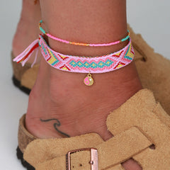 Bracelet de cheville yin yang rose