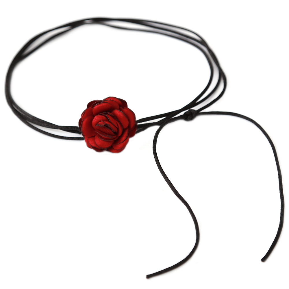 Halsband Blume schwarz rot