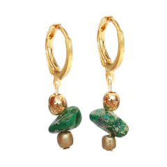 Gold earrings vedra marble green