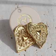 Gouden oorbellen statement heart