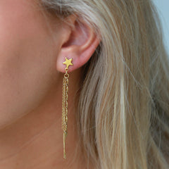 Gouden lange oorbel ster