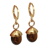 Gold earrings little stone tiger eye