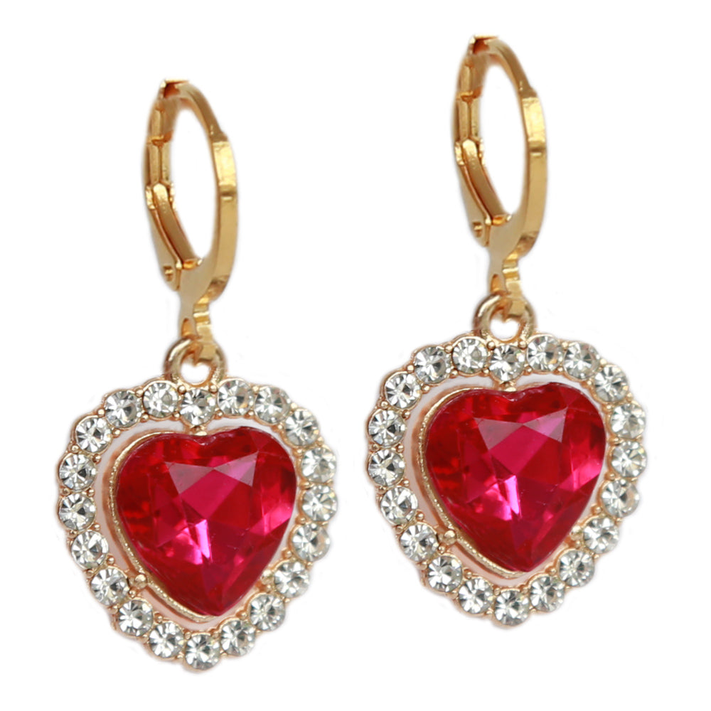 Earrings rhinestone heart ruby