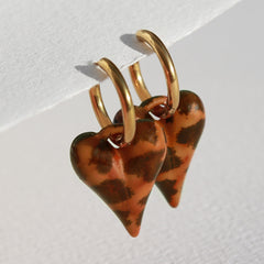 Gold leopard heart earrings