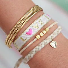 Pulsera del amor dorada y beige