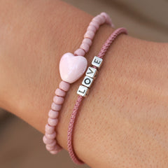 Bracelet stone heart rose